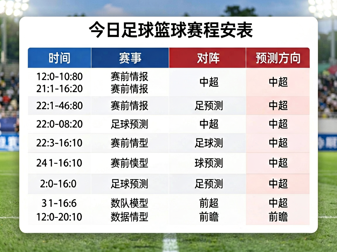 今日足球篮球赛程安排表